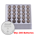 Maxell CR2016 200 Batteries OEM Bulk