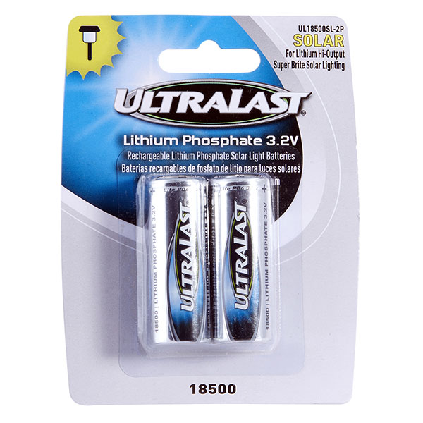 Ultralast 18500 Outdoor Solar Lighting batteries 2PK