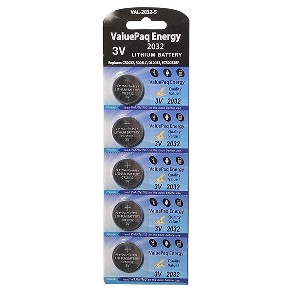 ValuePaq Energy CR2032 3V Lithium Batteries 5PK VAL20325 Lithium