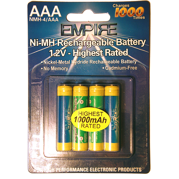 AAA Rechargeable 1000mAh 1.2v 4 Batteries NMH4/AAA Rechargeables Watch Batteries AA AAA