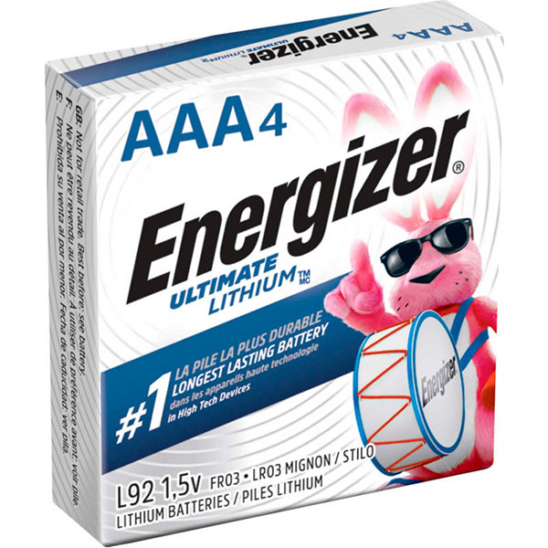 Pack 4 piles lithium AAA LR03 Energizer Ultimate